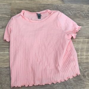 Pink lettuce trim crop top